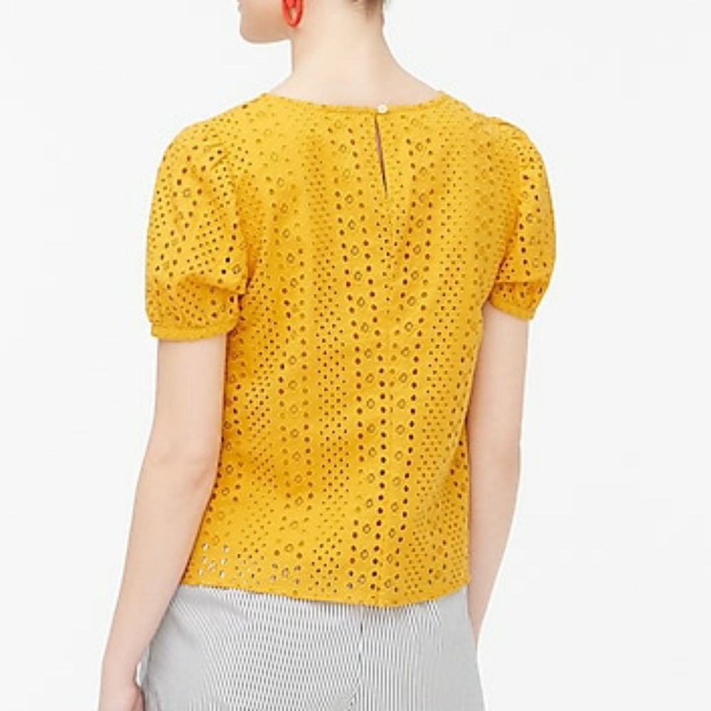 J.Crew Eyelet Puff-Sleeve Top in Size S, M - Picture 3 of 8